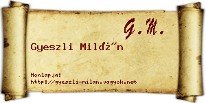 Gyeszli Milán névjegykártya